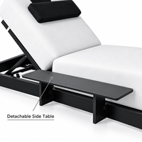 Chaise longue de plage d'extérieur à 5 positions réglables avec dossier réglable, structure en aluminium et roulettes faciles à déplacer