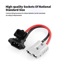 Câble de charge de batterie au lithium en cuivre 12AWG 50A avec connecteur femelle coudé, cordon d'alimentation 50A, prise de charge de voiture mâle 3 broches, fil 10AWG