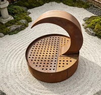 Fontaine d'eau en acier corten moderne pour jardin extérieur, résistante au feu et à l'eau, écologique et durable, 110-230V