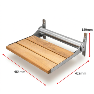Wood Teak <b>Shower</b> Seat Wall Mounted Foldable Slatted Bathroom Accessory - Product Image 4