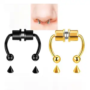 Faux Clip on Lip Nose Cuff Rings Tiny Gothic Style Faux Non Piercing Cartilage Earrings