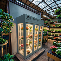 Vitrine réfrigérée pour fleurs à température unique 1350L 150x80x200cm, 3 portes, refroidissement par air, dégivrage automatique
