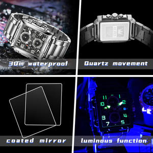   Reloj de Cuarzo OEM con Logotipo Personalizado 2958, Diseño Cuadrado de Acero, Multifuncional, Fases Lunares, Resistente al Agua, con Puntero - Product Image 5