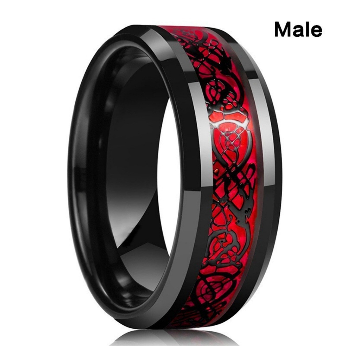 Bague Homme Acier Inoxydable Rouge