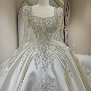 Jancember DW0081 robes de mère de mariée vintage en satin à col carré et paillettes pour mariage - Product Image 4
