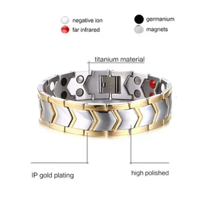 Vente en gros d'usine <span class=keywords><strong>de</strong></span> bracelets magnétiques en acier inoxydable avec coquillage géométrique plaqué <span class=keywords><strong>or</strong></span> rose pour hommes bracelets tendance - Product Image 4