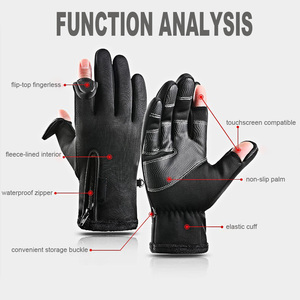 <span class=keywords><strong>Gants</strong></span> de cyclisme sans doigts doublés de polaire, chauds, antidérapants, imperméables, avec fermeture éclair, compatibles avec les écrans <span class=keywords><strong>tactiles</strong></span>, pour la conduite hivernale - Product Image 2