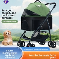 Poussette pour animaux de compagnie pour chiens et chats, chariot de style Teddy avec cadre métallique léger, cage amovible, design pliable pour les sorties P002
