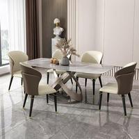 Ensemble de table à manger en pierre frittée de luxe contemporain avec 8 chaises, design moderne, meubles pour la maison