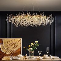 Lámpara de Araña Moderna de Cristal para Techo, Diseño de Rama de Árbol Dorada