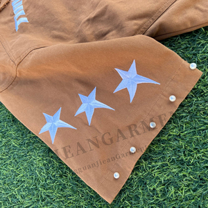 Wholesale Custom Embroidery Printing Logo Vintage Mens Crop Top Boxy Fit Pearl Rivets <strong>Zip</strong> <strong>up</strong> Collar Shirt <strong>Zip</strong> <strong>up</strong> <strong>Polo</strong> Shirt - Product Image 5
