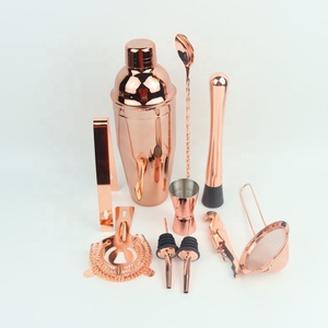 Ensemble de mélangeurs à cocktails en bambou trapézoïdal or rose, ensemble d'outils de mélange pour bar pour débutants, ensemble de mélange en acier inoxydable poli miroir - Product Image 5