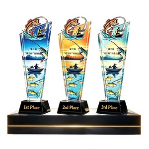 Trofeo di Pesca in Cristallo Personalizzato per <span class=keywords><strong>1</strong></span>°, 2° e 3° <span class=keywords><strong>Posto</strong></span>, Souvenir in Vetro per Competizioni di Pesca e Cerimonie - Product Image 4
