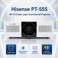 جهاز عرض ليزر تجاري هايسنس PT55-S بدقة 4K وسطوع 6000 لومن ثلاثي الألوان لقاعات المؤتمرات ومحاكاة الجولف والأعمال والتعليم