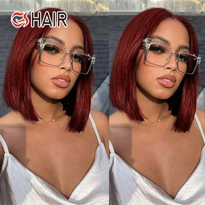 GS Glueless Bob Wigs Short Raw Cheveux humains brésiliens péruviens 4*4 13*4 8-14 Inch Lace Front Transparent Lace Small Cap Abordable - Product Image 1