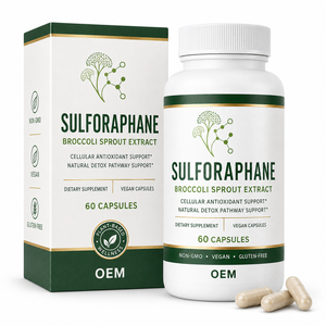 Capsules d'extrait de pousses de brocoli à base de sulforaphane – Antioxydant cellulaire pour la santé – Formule pour compléments alimentaires, étiquetage et emballage OEM - Product Image 1