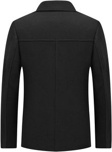 Veste polaire écologique pour <span class=keywords><strong>homme</strong></span>, col rabattable, épaisse, en laine, chaude pour l'hiver, coupe ajustée, décontractée, couleur unie, simple boutonnage - Product Image 2