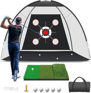 Red de Práctica de Golf, Red de Ayuda para Golpear, para Jardín, para Entrenamiento de Swing, Chipping y Bajo el Presión, con Tapete de Objetivo y Pelota, para Exterior e Interior - Product Image 1