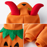 MEIQIPETBABY Costume d'hiver pour animaux de compagnie, combinaison à capuche en polaire orange pour chien, déguisement de citrouille pour Halloween, pour petits chiens et chats