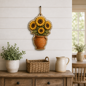 Decorazione Murale Girasole 20cm |   Vaso Decorativo 3D in Compensato di Pioppo Multistrato |   OEM Ingrosso CPSC |   Decorazione da Parete per Casa Accogliente in Stile Rustico - Product Image 3