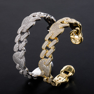Joyería Jin Ao, Nuevo Estilo Europeo Americano, Cadena Cubana Hip-Hop de 16 mm, Superventas en <span class=keywords><strong>Instagram</strong></span>, Brazalete Multicapa Chapado en Oro Real - Product Image 2