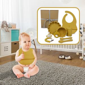Bpa Free Baby stoviglie in Silicone bavaglini impermeabili ciuccio asciugamano <span class=keywords><strong>Saliva</strong></span> flessibile tinta unita ventosa ciotola e cucchiaio per bambini - Product Image 5
