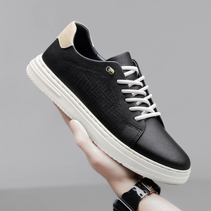 Zapatos de otoño para hombre, con puntera de cuero vacuno, transpirables, con pequeños orificios, nuevos, ligeros, casuales, blancos, deportivos, de caña baja, con suela de goma. - Product Image 3