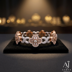 Brazalete de Perlas de Agua Dulce Chapado en Oro Rosa con Moissanita y Dije Ovalado para Mujer, Regalo para Fiestas - Product Image 1