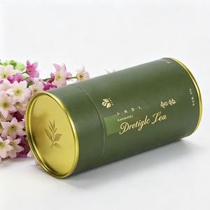 Green Paper Tube with Gold <b>Foil</b> Lid Hot Stamping Design Recyclable Food Storage <b>Container</b> for Tea Coffee - Product Image 4