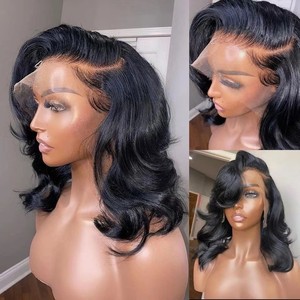 Pelucas transfronterizas, cubiertas de cabeza de encaje frontal para mujeres europeas y americanas, cabello rizado corto negro, ondas grandes, <span class=keywords><strong>hombre</strong></span> - Product Image 3