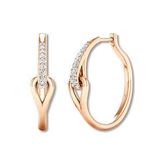 עגילי חישוק מינימליסטיים מפליז מצופה רודיום וציפוי זהב משובצים זירקוניה מעוקבת בצורת לב לנשים - Product Image 5