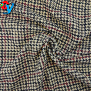 Plaid <strong>Brown</strong> Color Houndstooth <strong>Wool</strong> Blended Woven Fabric - Product Image 2