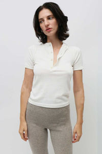 <span class=keywords><strong>Pull</strong></span> col polo en coton cachemire doux pour <span class=keywords><strong>femme</strong></span> Polo <span class=keywords><strong>rugby</strong></span> manches courtes en coton cachemire - Product Image 4