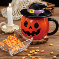 Cadeaux fantaisie articles d'Halloween tasse en céramique personnalisée et ensemble de bonbons tasse fantôme citrouille avec couvercle chapeau de sorcière pour fournitures de cadeaux de vacances