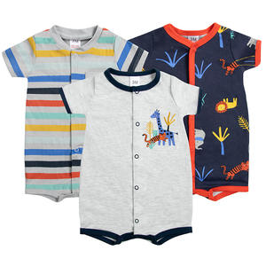 Vente chaude vêtements pour enfants européens américains pour la vente en gros costume rampant en coton à manches courtes pour bébé garçons filles barboteuse - Product Image 3