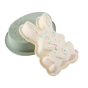 Molde de silicona para decoración de fiesta Nx 2024, Material de grado alimenticio, moldes para pasteles, silicona 3D para hacer pasteles de conejito de Pascua
