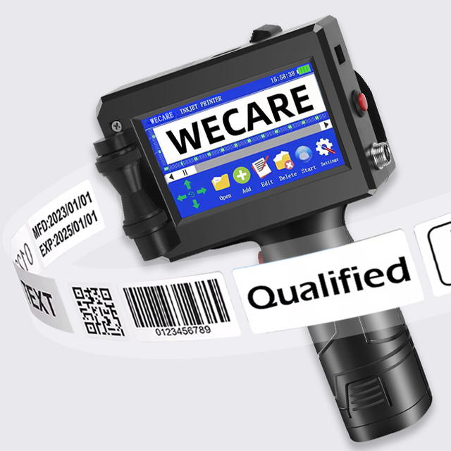 WECARE Handheld Inkjet Printer H71 with hp Print Head Automatic for Label Card Paper Printing Egg Material 1-Year Warranty