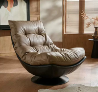 Fauteuil de salon ergonomique pivotant à 360 degrés en cuir véritable, design moderne pour salon et salle à manger, couleur personnalisable