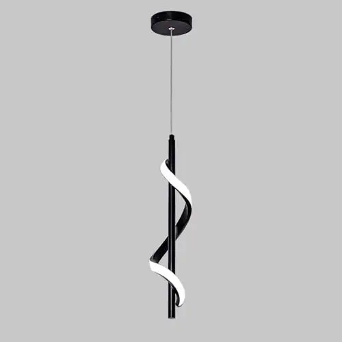 Nordic Minimalist Drop Lamps LED Curved Hanging Black LED Spiral Dimmable Pendant Light for Dinning room