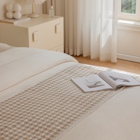 Couvre-lit de luxe personnalisé en gros, motif à carreaux kaki, motif végétal, couverture de haute qualité pour la maison ou l'hôtel
