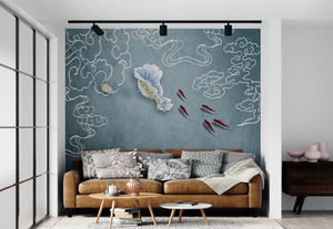 定制现代设计手绘壁纸客厅刺绣防水墙面装饰 - Product Image 4