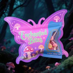 Gravure personnalisée imprimée étanche à l'humidité de qualité alimentaire holographique pochette à fermeture éclair mignon 3.5g 7g Mylar sacs pour gelée - Product Image 1