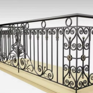 Rampe de balcon décorative en fer forgé, design classique à volutes, garde-corps métallique, clôture de sécurité pour escalier intérieur - Product Image 2