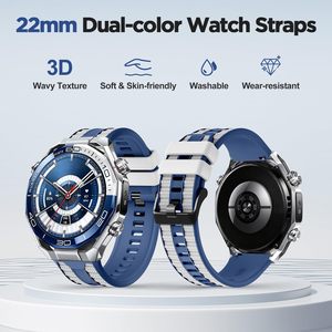 สายนาฬิกาซิลิโคนสองสี Upro ขนาด 22 มม. แบบหัวเข็มขัด สำหรับ Huawei Watch Ultimate 2 Sport สายรัดข้อมือแบบระบายอากาศได้ - Product Image 1