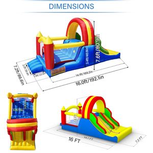 Château gonflable avec 2 toboggans de course et grande mur d'escalade, installation rapide et sécurisée - Product Image 3