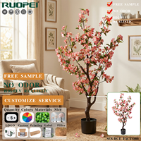 Pohon Bunga Sakura Buatan Ruopei, Pohon Bunga Pink Palsu dalam Pot, Tanaman Sutra Imitasi untuk Dekorasi Rumah, Pernikahan, dan Pesta