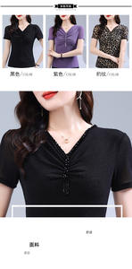 GA T-<span class=keywords><strong>shirt</strong></span> col en V avec perles à ongles, robe en <span class=keywords><strong>gaze</strong></span> <span class=keywords><strong>de</strong></span> style occidental, tenue d'été pour femmes, nouvelle robe en <span class=keywords><strong>gaze</strong></span> à manches courtes, petite chemise AA1209 - Product Image 2