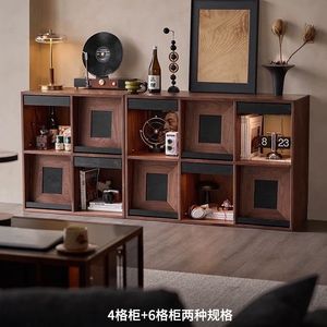 <b>Solid</b> <b>Wood</b> <b>Bookcase</b> Grid Design 110x40x80 Living Room Storage Cabinet Display Shelf Unit - Product Image 2