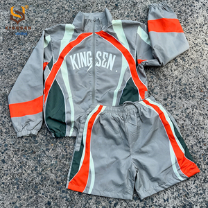 Conjunto de Chándal de Carreras Personalizado OEM para Hombre, Chaqueta Cortavientos Vintage con Bloques de Color y Pantalones Cortos, 2 Piezas, Ropa Urbana Y2K, Ropa Deportiva Casual - Product Image 5