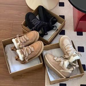 รองเท้าบูทลุยหิมะแบบผูกเชือกสำหรับผู้หญิงรองเท้าลำลองสำหรับเดินให้ความอบอุ่นในฤดูหนาว1คู่ - Product Image 1